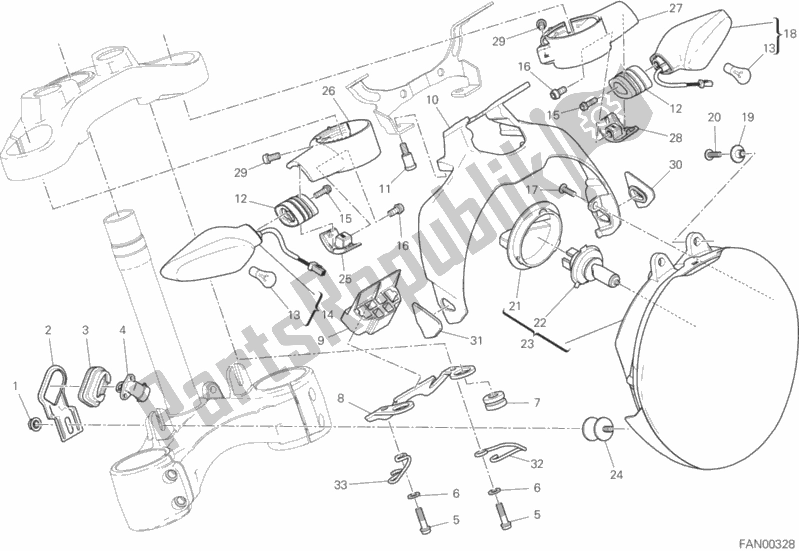 Wszystkie części do Reflektor Ducati Monster 1200 R USA 2018
